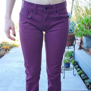 Levi's Strauss Jeans Purple Burgundy 511 skinny Size 29 W x 32 Inseam Length